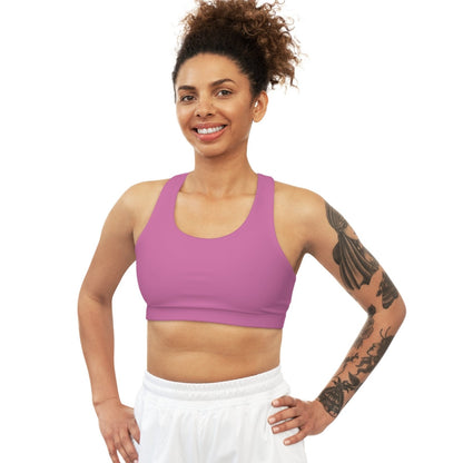 Light Pink Sports Bra, Medium Support, Red Kiss Lips, Purple Heart - Love, Me. | US - Ohhh So Swag