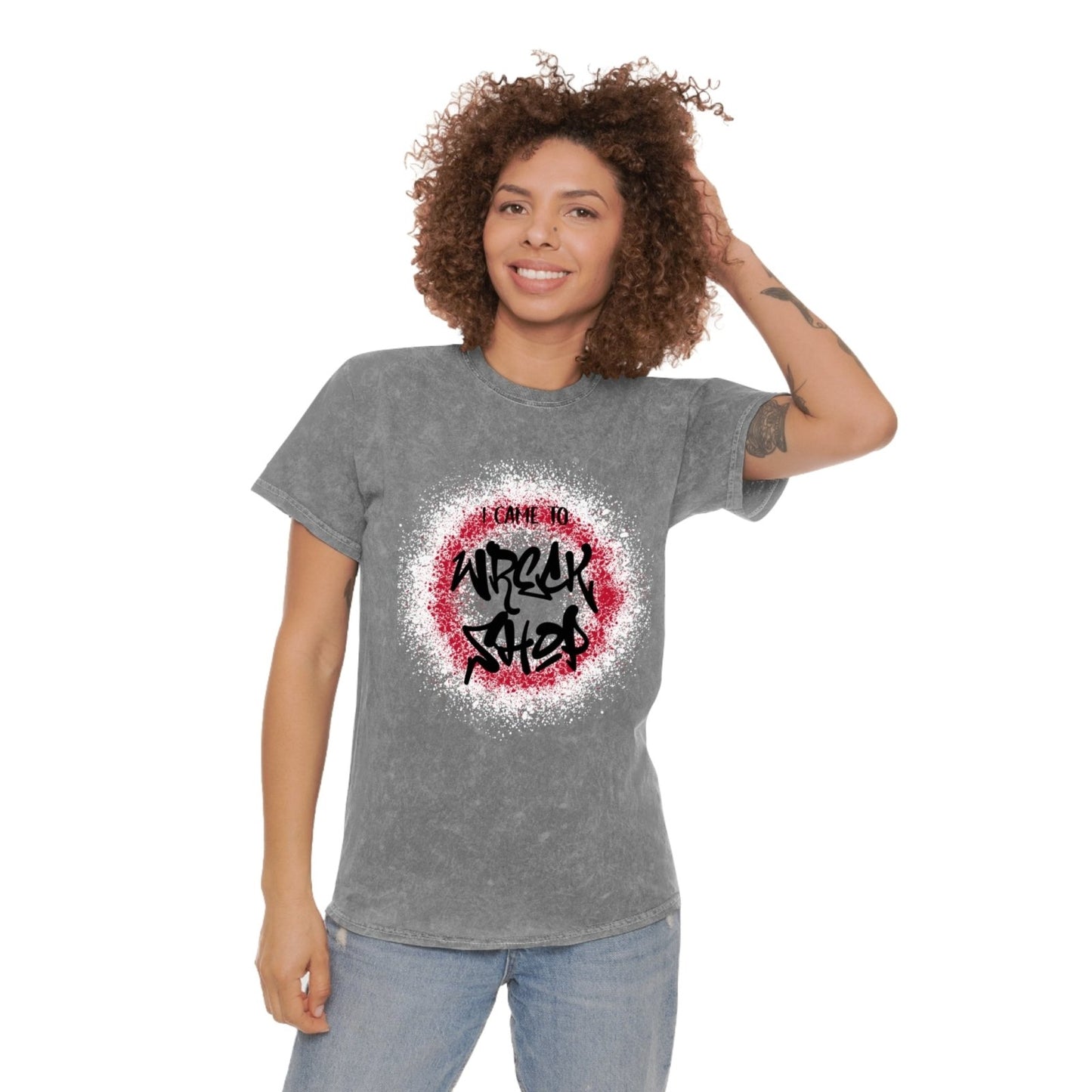 Mineral Wash Graphic Tee (Black Text) – I Came to Wreck Shop | US - Ohhh So Swag