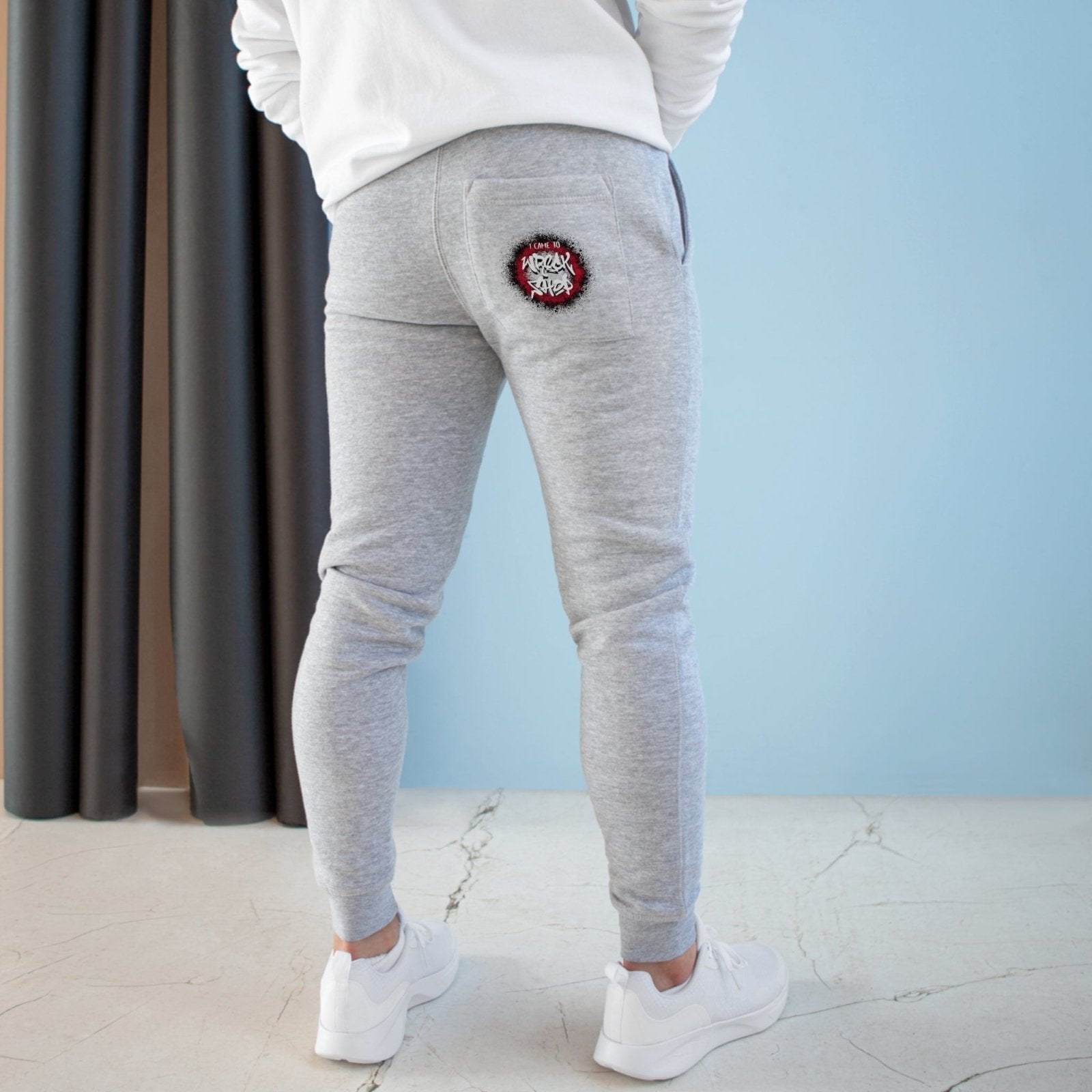 Streetwear Fleece Joggers (Round, White Text) – I Came to Wreck Shop | US - Ohhh So Swag