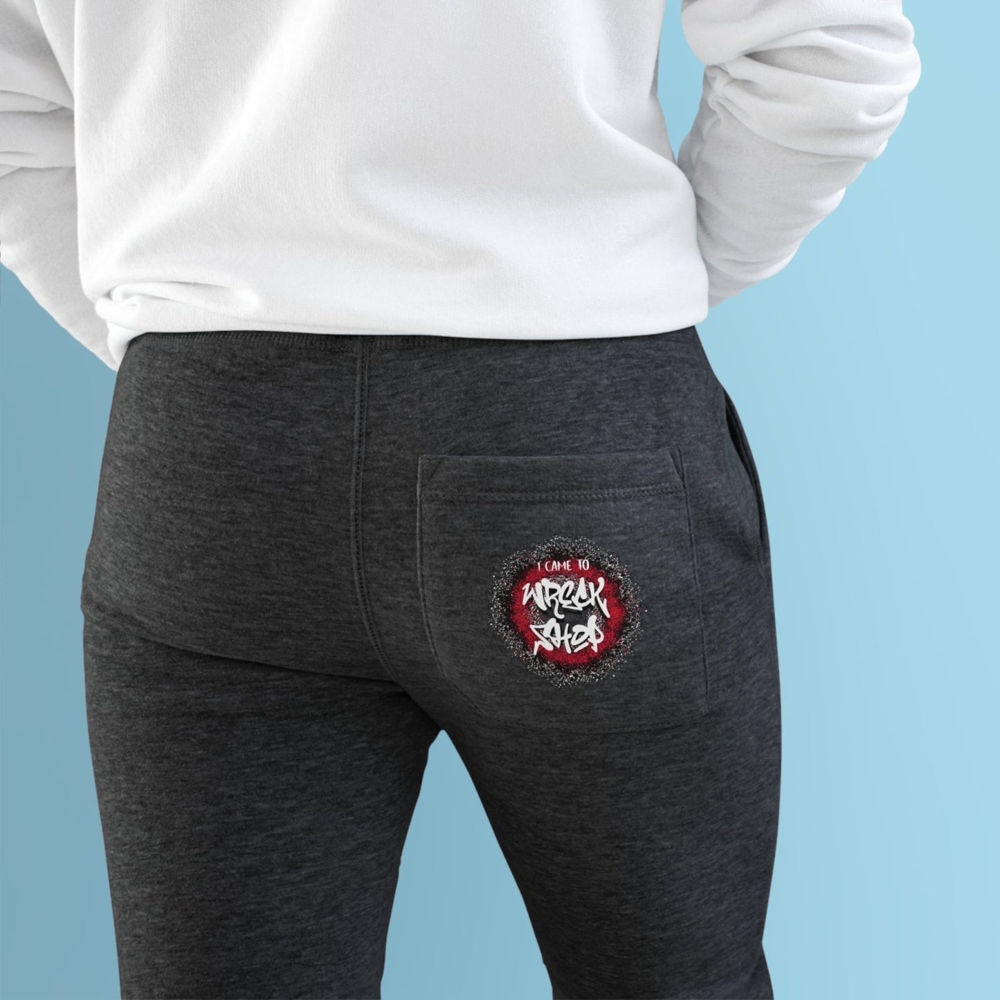 Streetwear Fleece Joggers (Round, White Text) – I Came to Wreck Shop | US - Ohhh So Swag