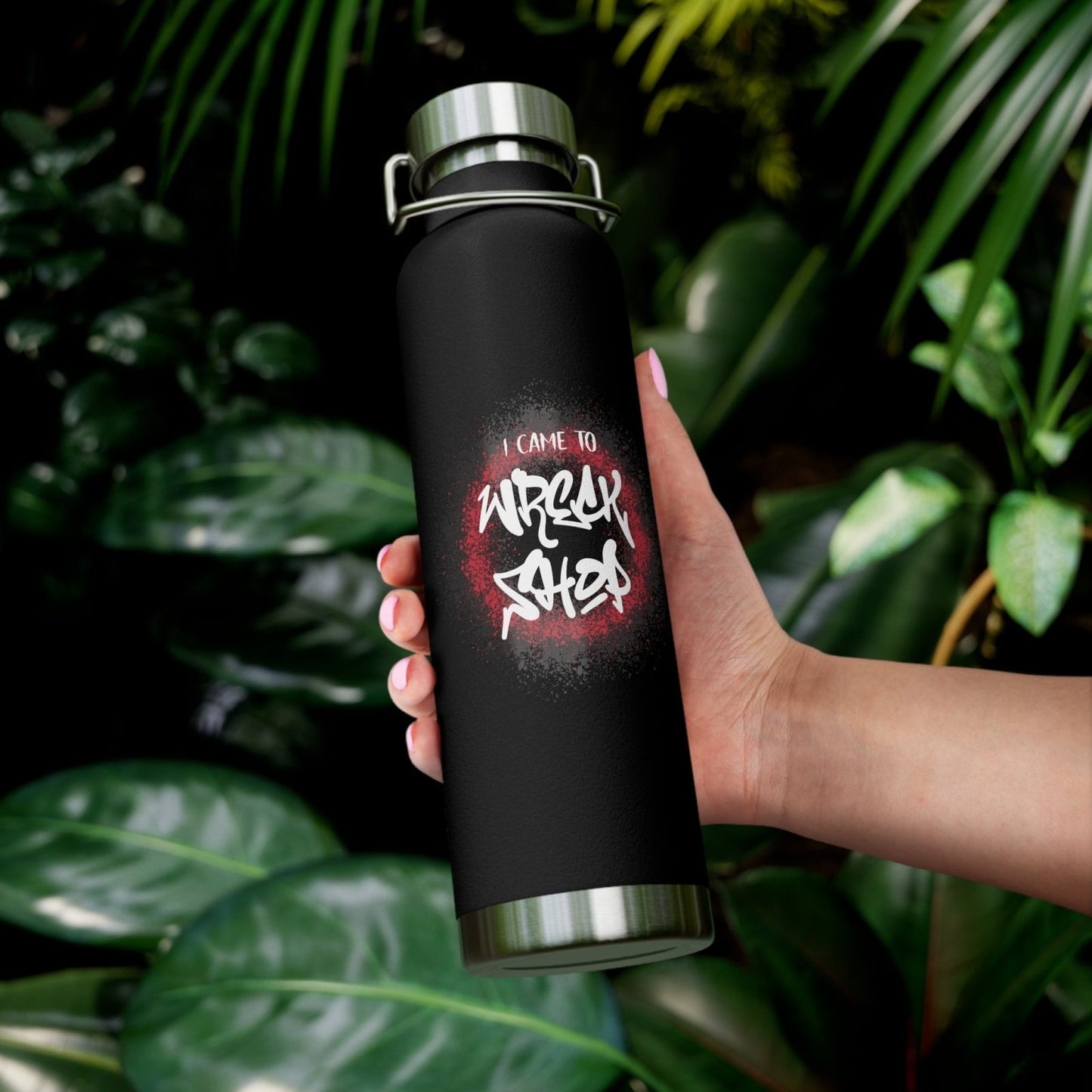 Water Bottle, Built-in Sticker (White Text) – I Came to Wreck Shop | US - Ohhh So Swag