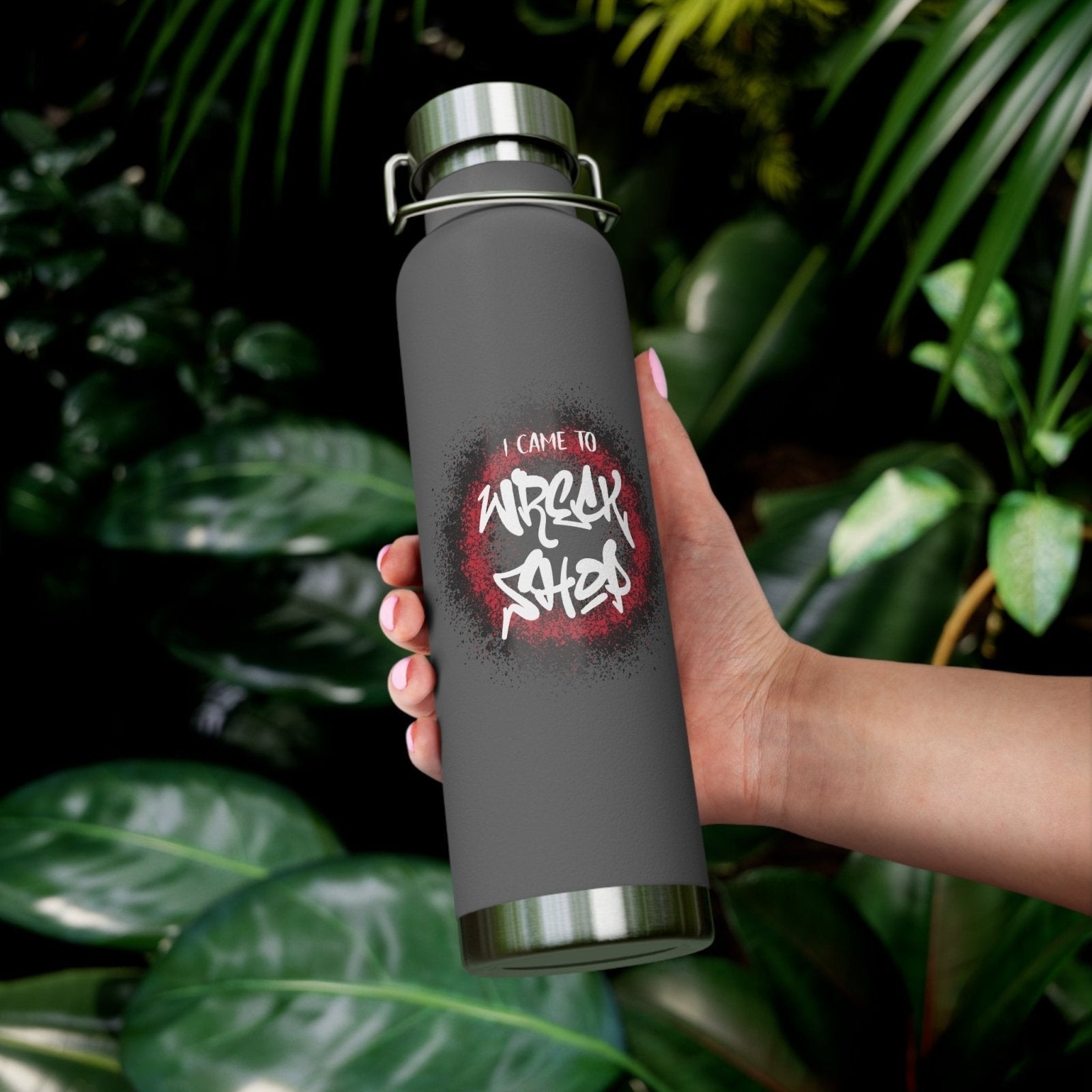 Water Bottle, Built-in Sticker (White Text) – I Came to Wreck Shop | US - Ohhh So Swag