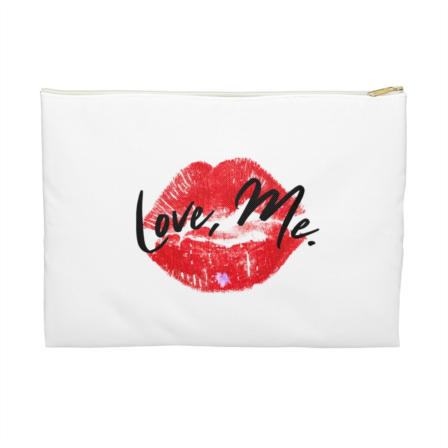 White Makeup Bag, Toiletry Bag, Cosmetic Bag, Accessory Pouch – Love, Me. Red Lips/Purple Heart | US - Ohhh So Swag