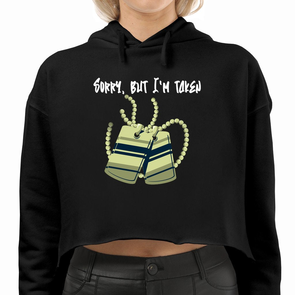 Women's Cropped Hoodie Sweatshirt - Sorry, But I'm Taken (Black) | US - Ohhh So Swag