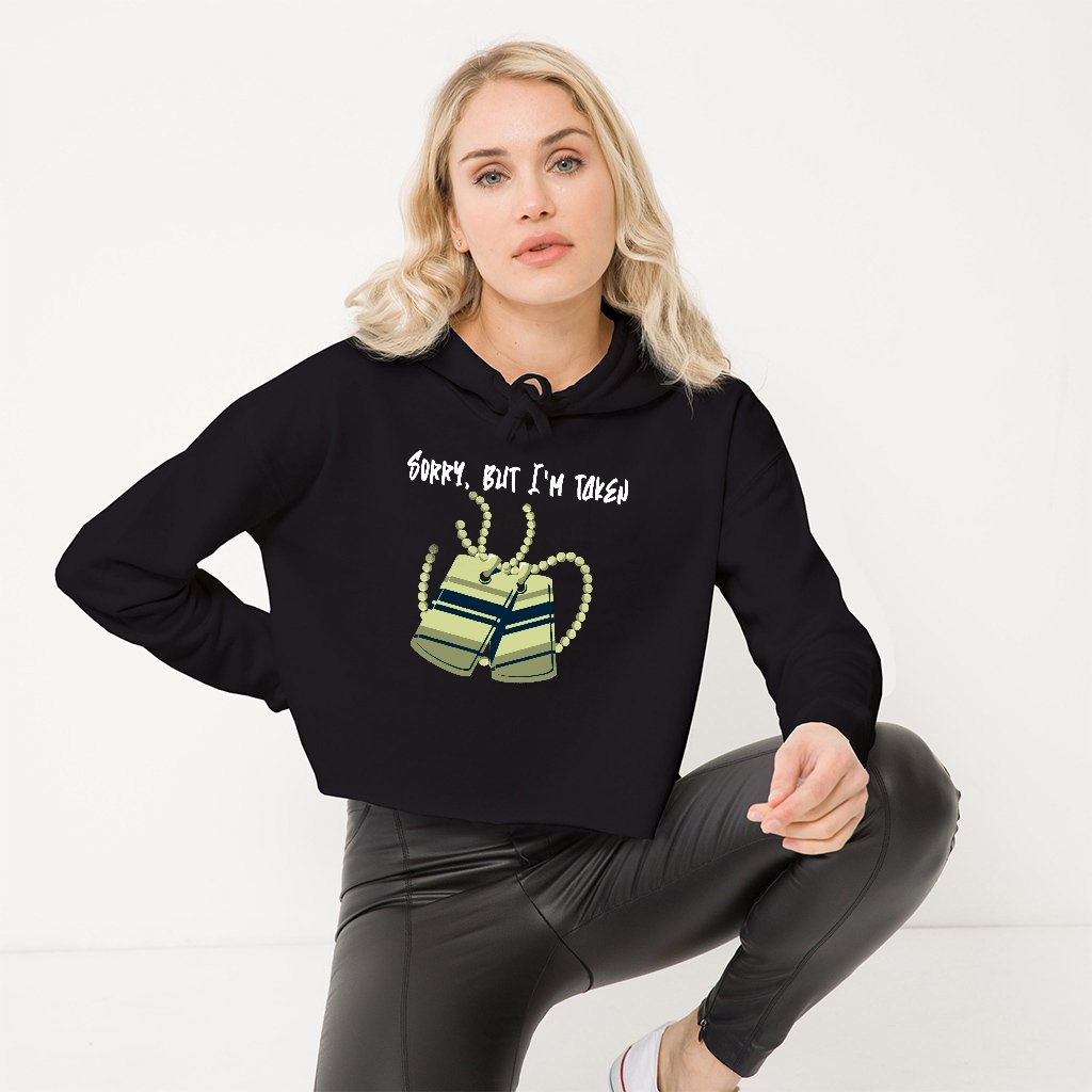 Women's Cropped Hoodie Sweatshirt - Sorry, But I'm Taken (Black) | US - Ohhh So Swag