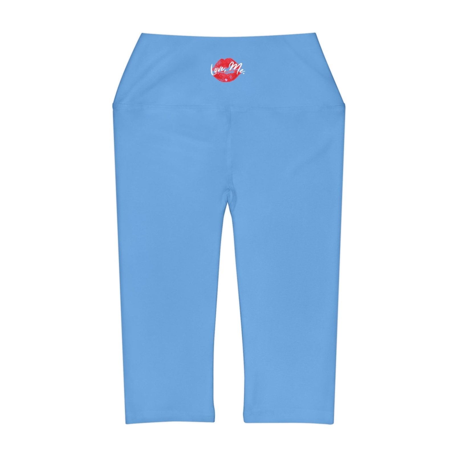 Women's High Waist Yoga Capri Leggings, Red Kiss Lips, Purple Heart (Light Blue) – Love, Me. | US - Ohhh So Swag