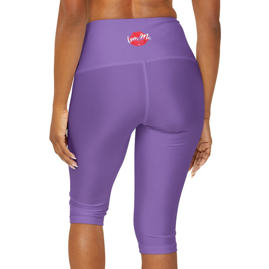 Women's High Waist Yoga Capri Leggings, Red Kiss Lips, Purple Heart (Light Purple) – Love, Me. | US - Ohhh So Swag