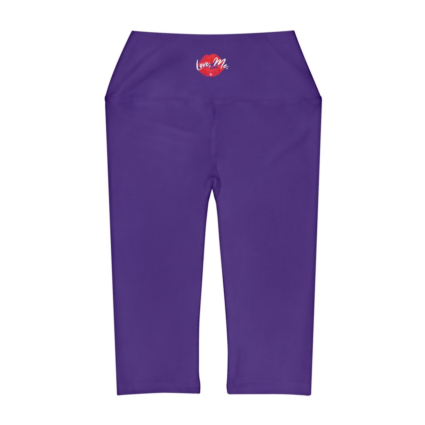 Women's High Waist Yoga Capri Leggings, Red Kiss Lips, Purple Heart (Purple) – Love, Me. | US - Ohhh So Swag