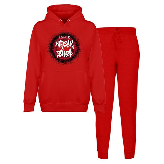 Women's, Men's Hoodie Lounge Set / Sweatsuit Set - I Came to Wreck Shop (White Text) | US - Ohhh So Swag