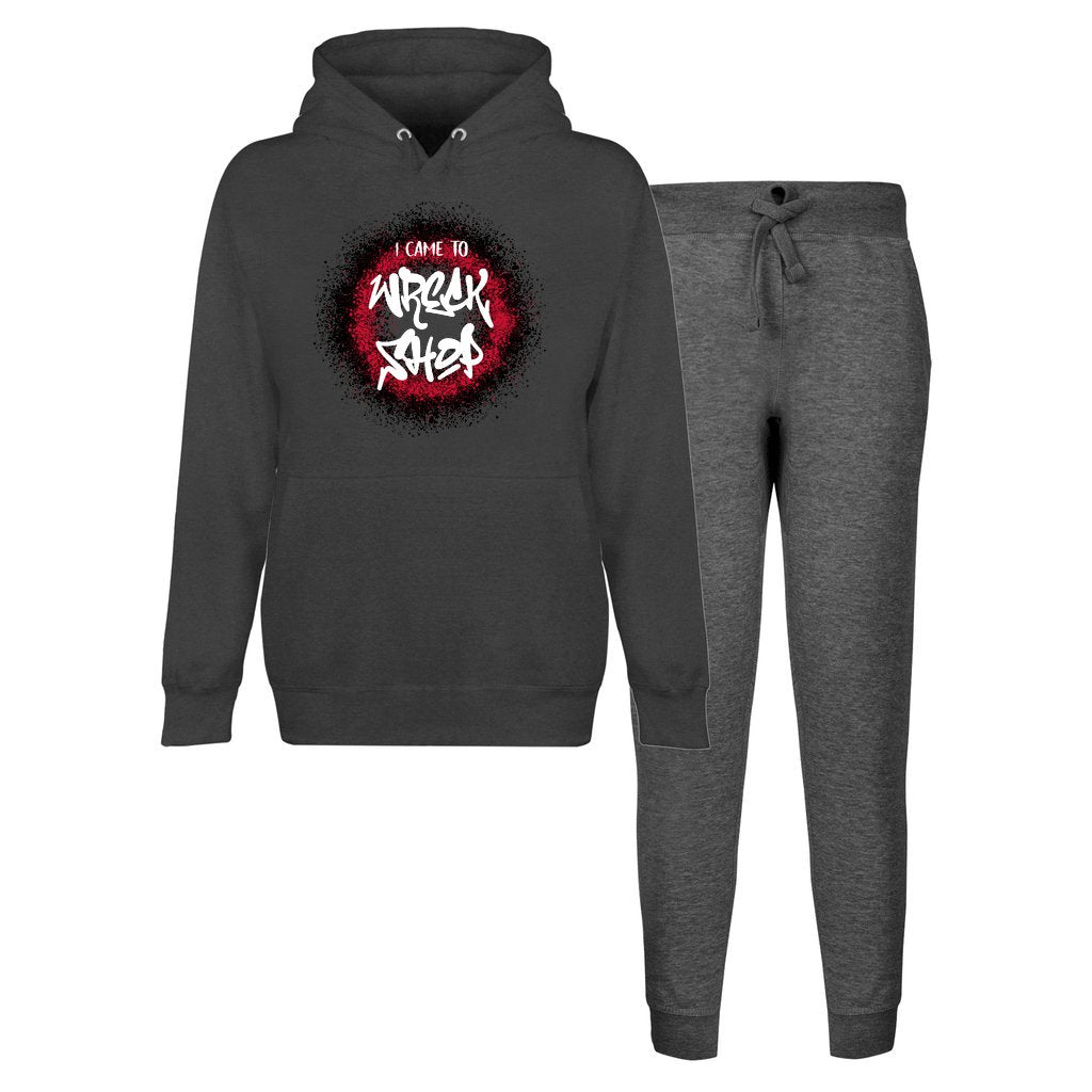 Women's, Men's Hoodie Lounge Set / Sweatsuit Set - I Came to Wreck Shop (White Text) | US - Ohhh So Swag