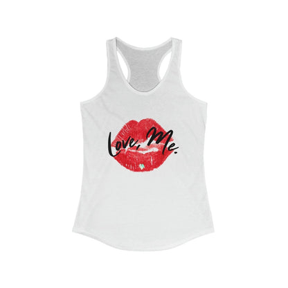 Women's Racerback Tank Top with Red Kiss Lips, Green Heart - Love, Me. | CA - Ohhh So Swag