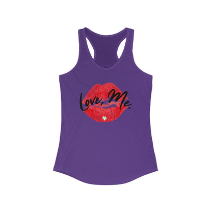 Women's Racerback Tank Top with Red Kiss Lips, Green Heart - Love, Me. | US - Ohhh So Swag