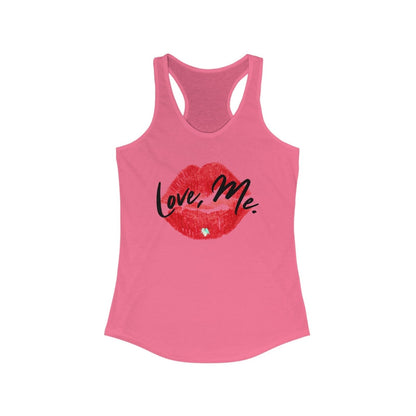 Women's Racerback Tank Top with Red Kiss Lips, Green Heart - Love, Me. | US - Ohhh So Swag