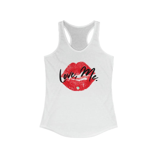 Women's Racerback Tank Top with Red Kiss Lips, Green Heart - Love, Me. | US - Ohhh So Swag