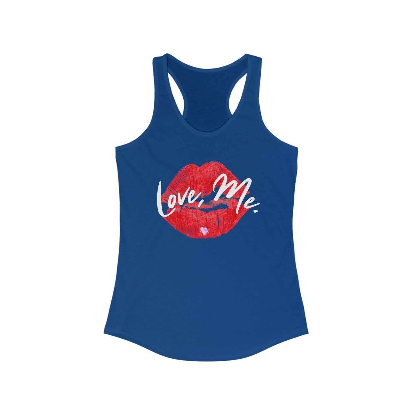 Women's Racerback Tank Top with Red Kiss Lips, Purple Heart - Love, Me. | US - Ohhh So Swag