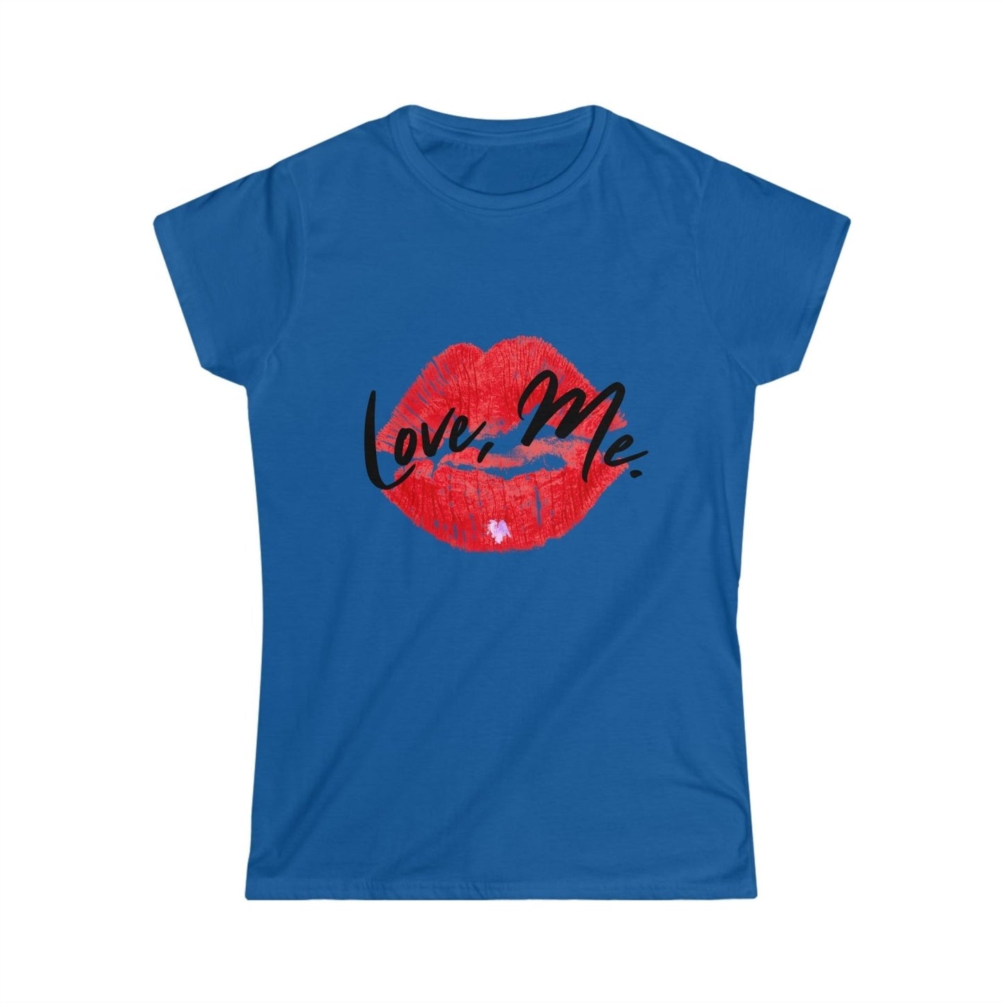 Women's Softstyle Crew Tee with Red Kiss Lips, Purple Heart - Love, Me. | CA - Ohhh So Swag